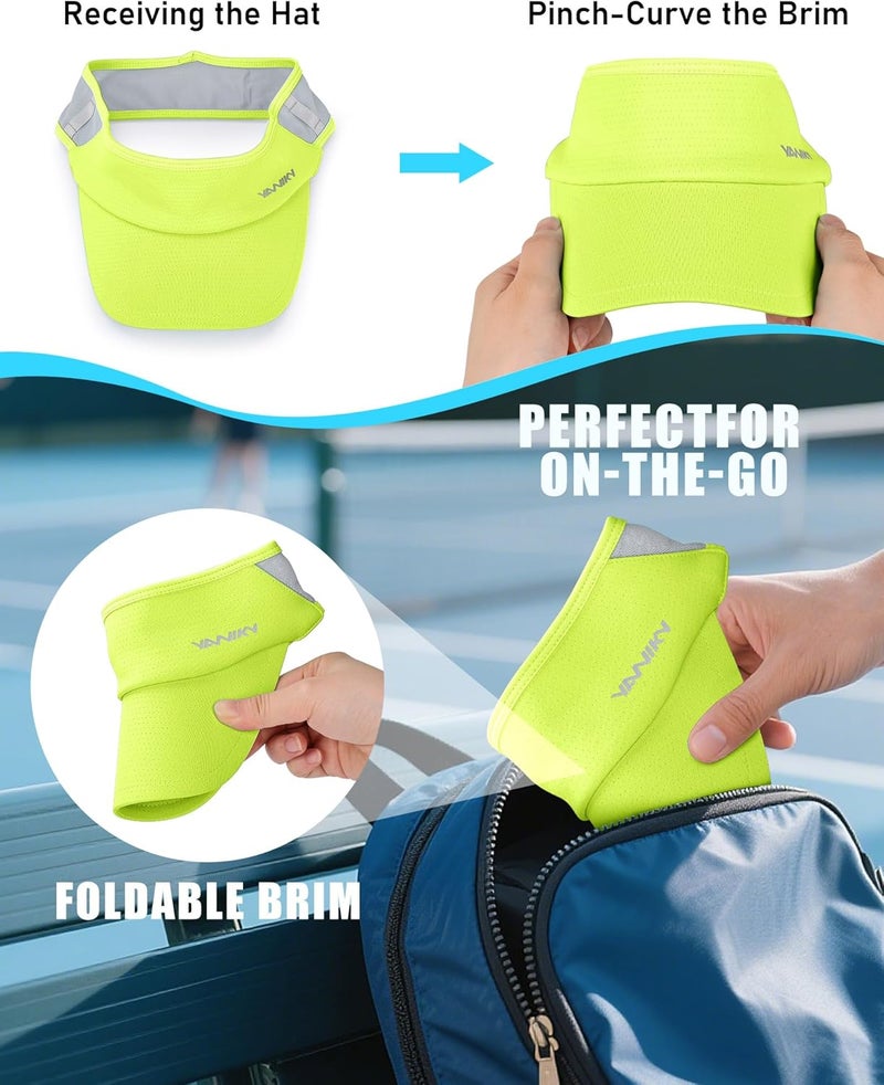 YANIKY Sports Sun Visor Hats for Women Men Lightweight Breathable Cooling Stretchy Visors Foldable UPF 50+ for Running Tennis Golf - Image 4